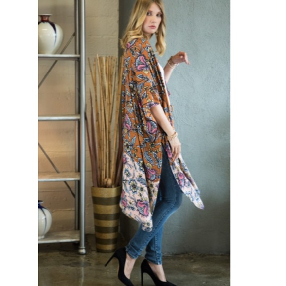 Chic Autumn Leaves Are Fallin Kimono Duster NWT - Picture 4 of 8